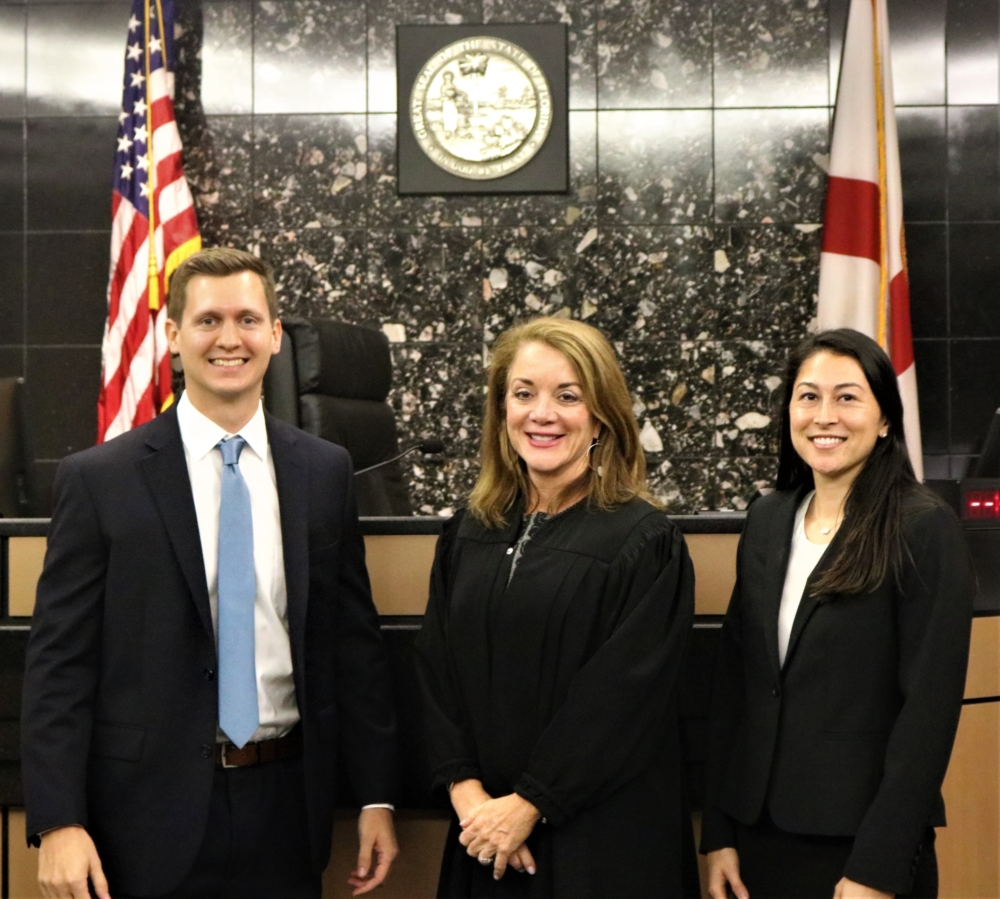 Carlee Mattison, Right, at Her Florida Bar Swearing In Ceremony with Judge Krista Marx
