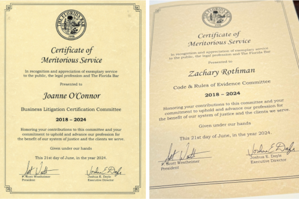 FL Bar Certificates